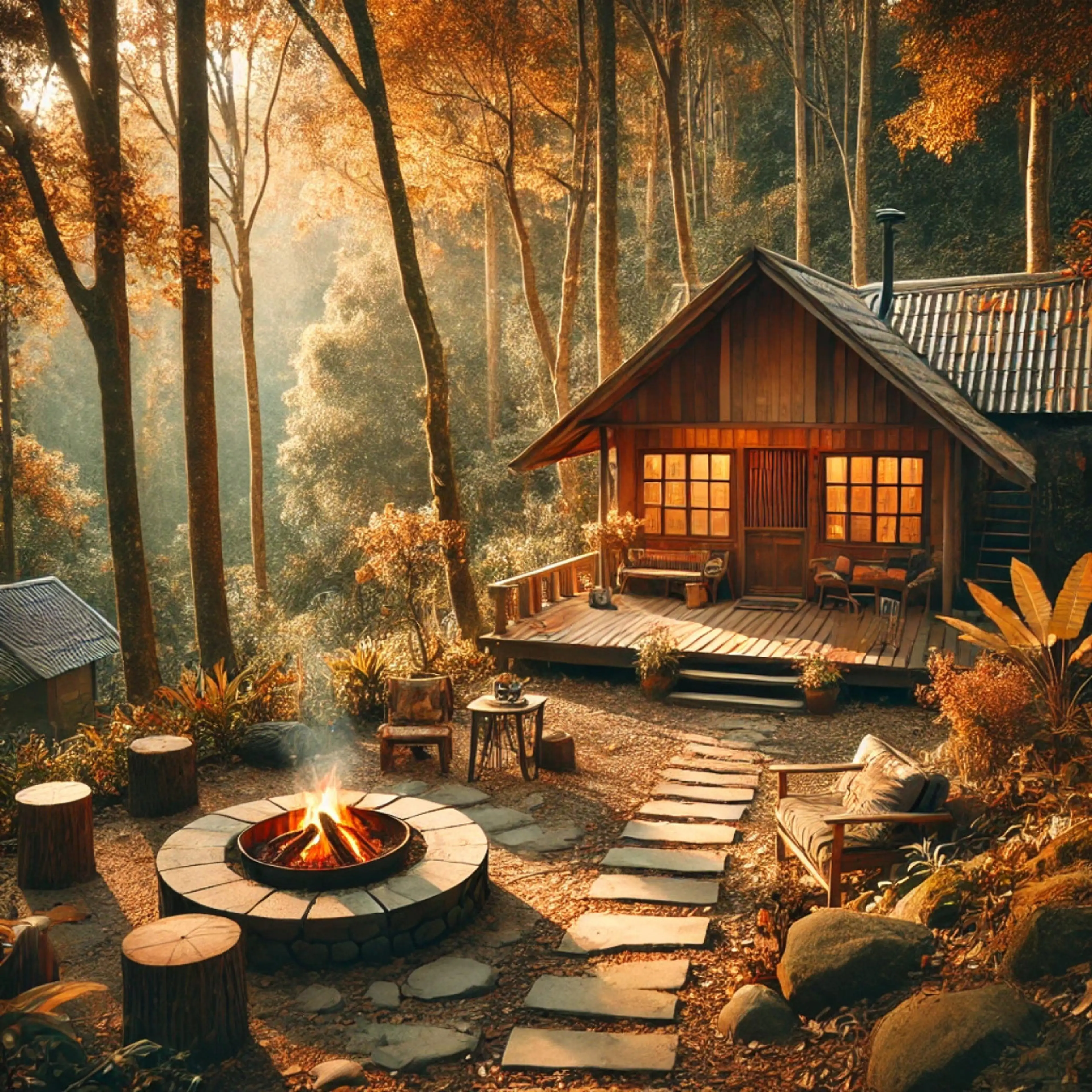 Surrounded by lush greenery, this idyllic cabin provides the perfect blend of comfort and wilderness.